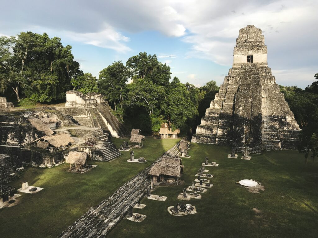 The Great Plaza at Tikal, Guatemala, with Temple I and Temple II facing each other